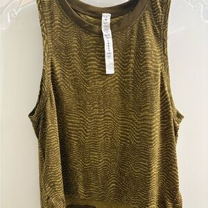 Lululemon Athletica Olive Patterned Tank Top